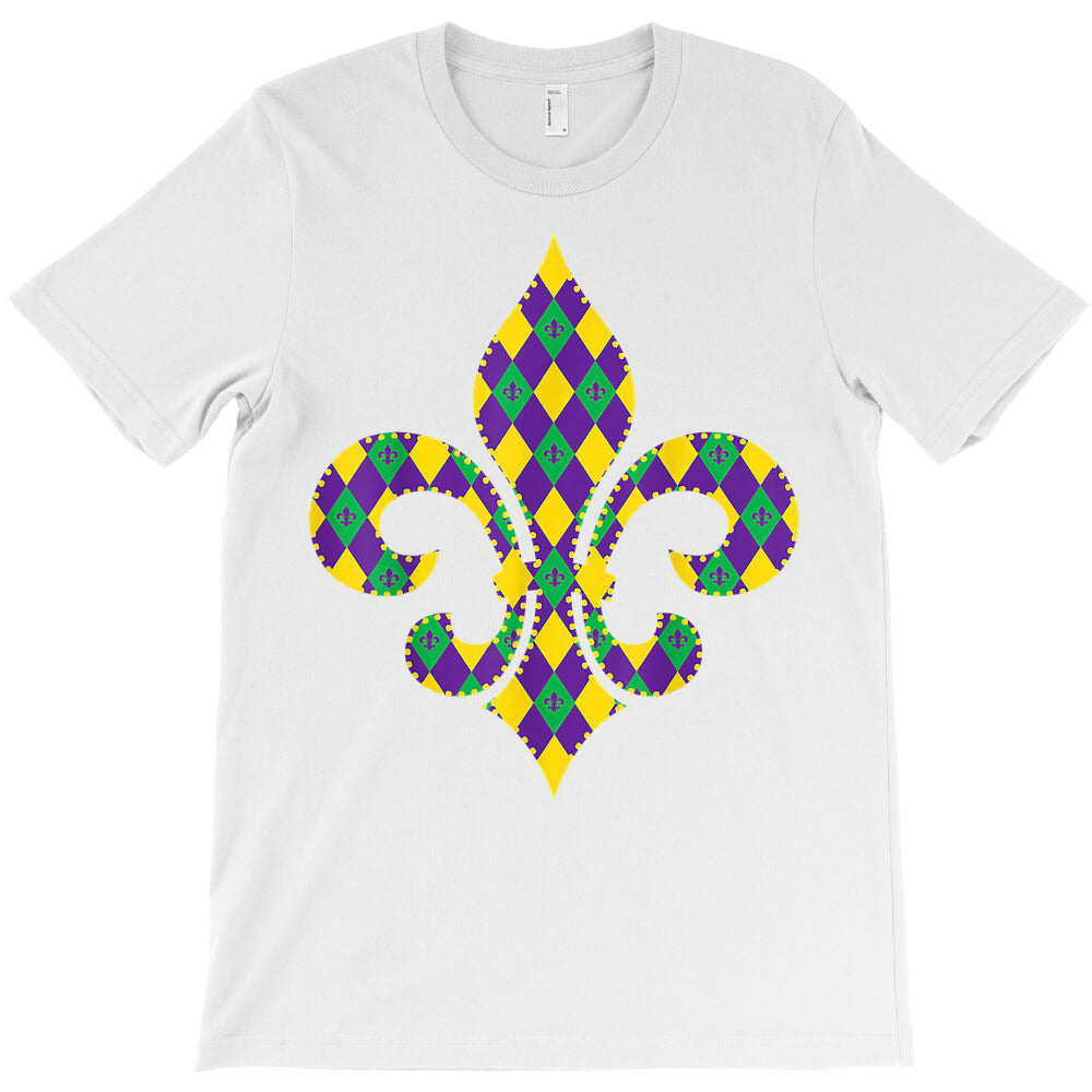 checkered mardi gras fleur de lys symbol t shirt T-Shirt