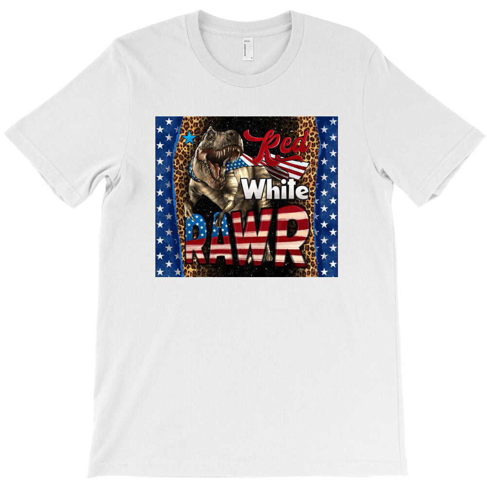 Western Red White Rawr Dinosaur T-Shirt