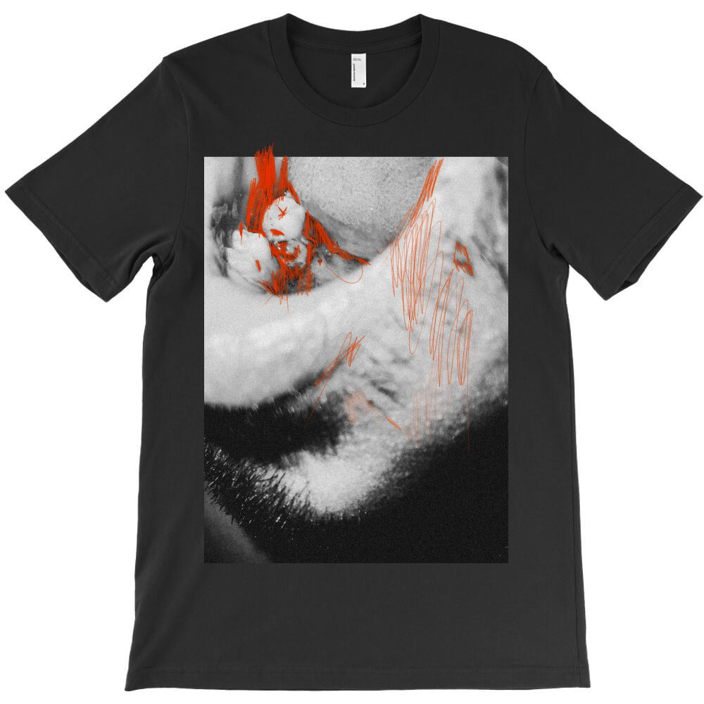 abstract red and black scribbles on monochrome bac T-Shirt