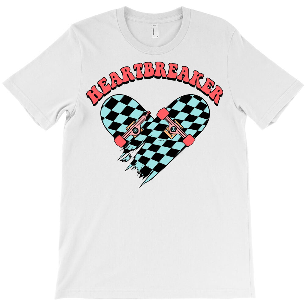 Heartbreaker Skateboard Checkered Valentines Day T-Shirt