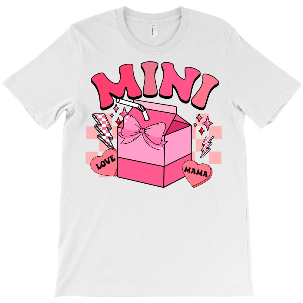 Love Mamas Pink Candy Heart Checkered T-Shirt