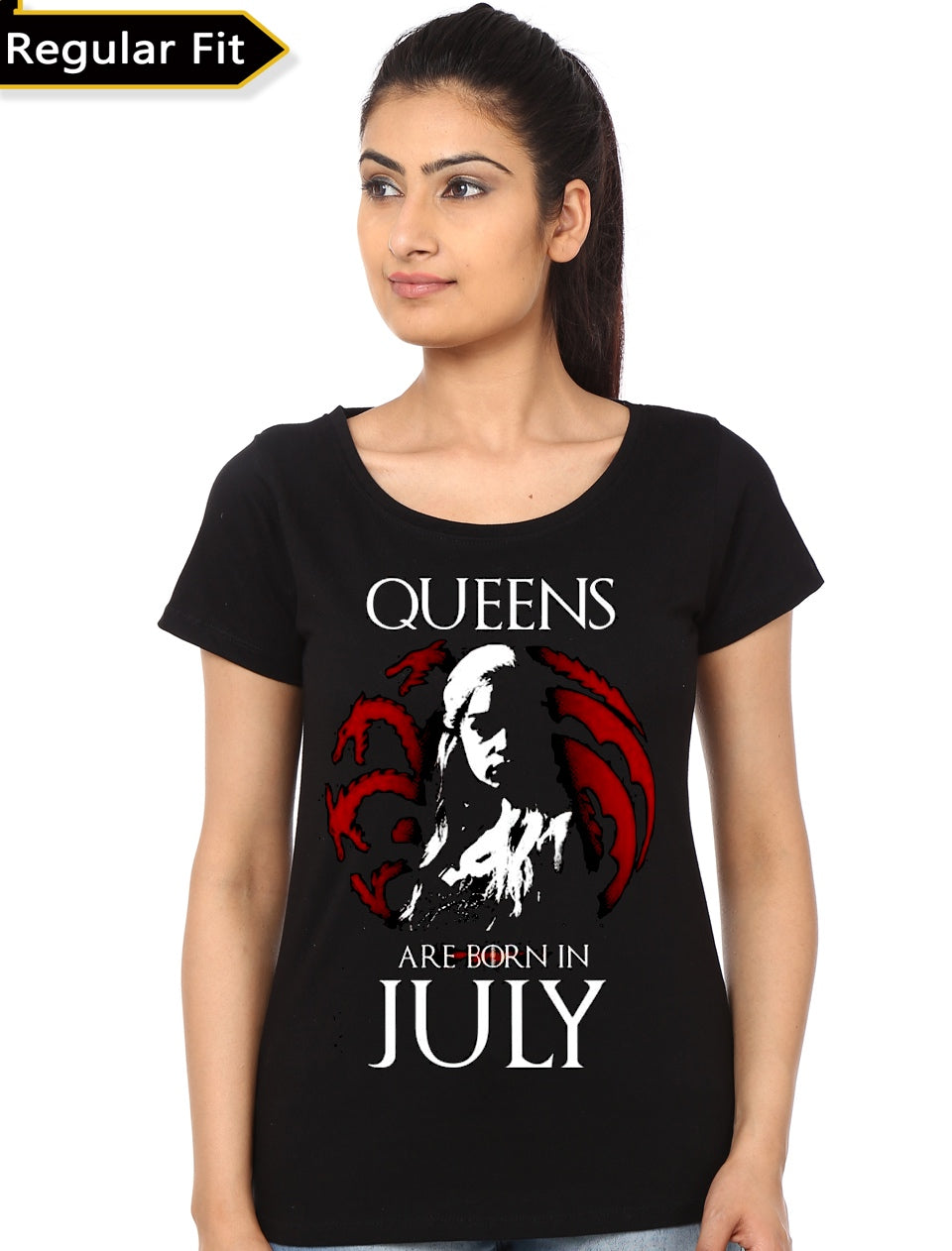 Queens Are Born In July Daenerys Targaryen Girl’s Black T-Shirt