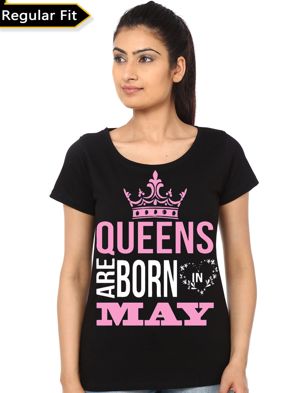 Queens Are Born In May Girls Black T-Shirt Style001