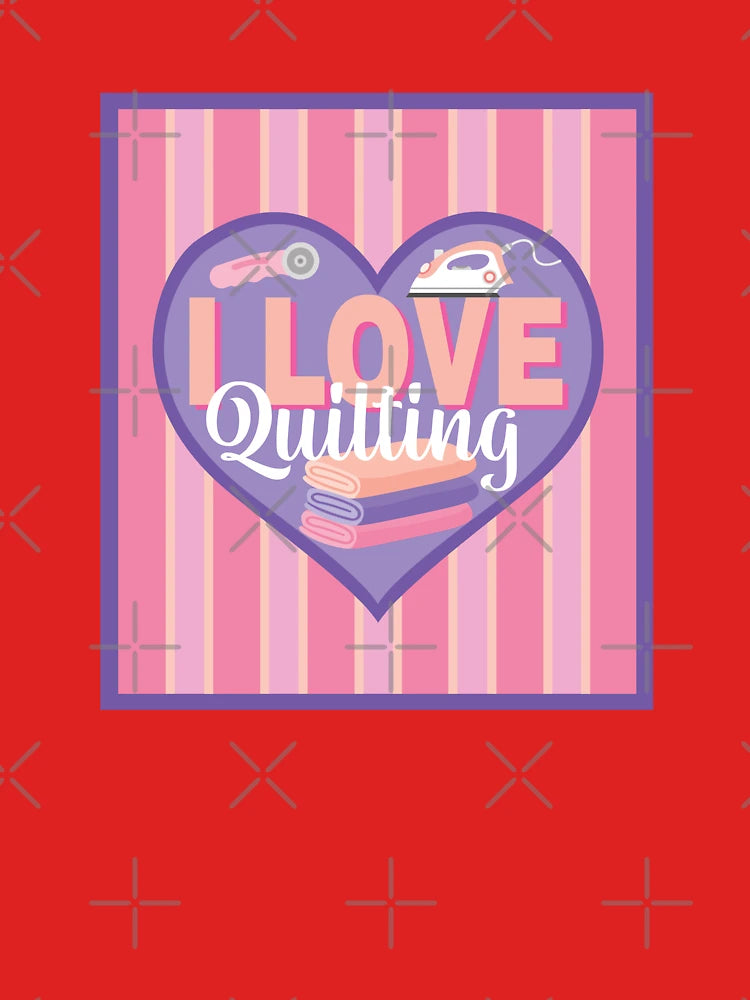 Fabric Panels I Love Quilting - PURPLE AND PEACH Classic T-Shirt