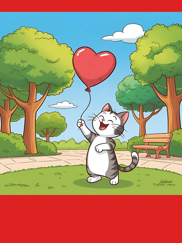 Laughing cat with big red heart Classic T-Shirt