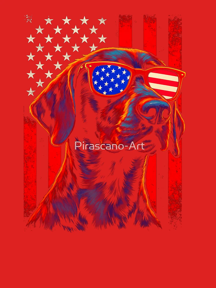 German Shorthaired Pointer Dog, American Flag 4th Of July Classic T-Shirt