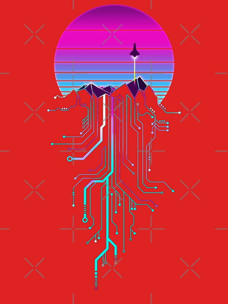 Vaporwave Aesthetic Cyberpunk Mountain Sunset Classic T-Shirt