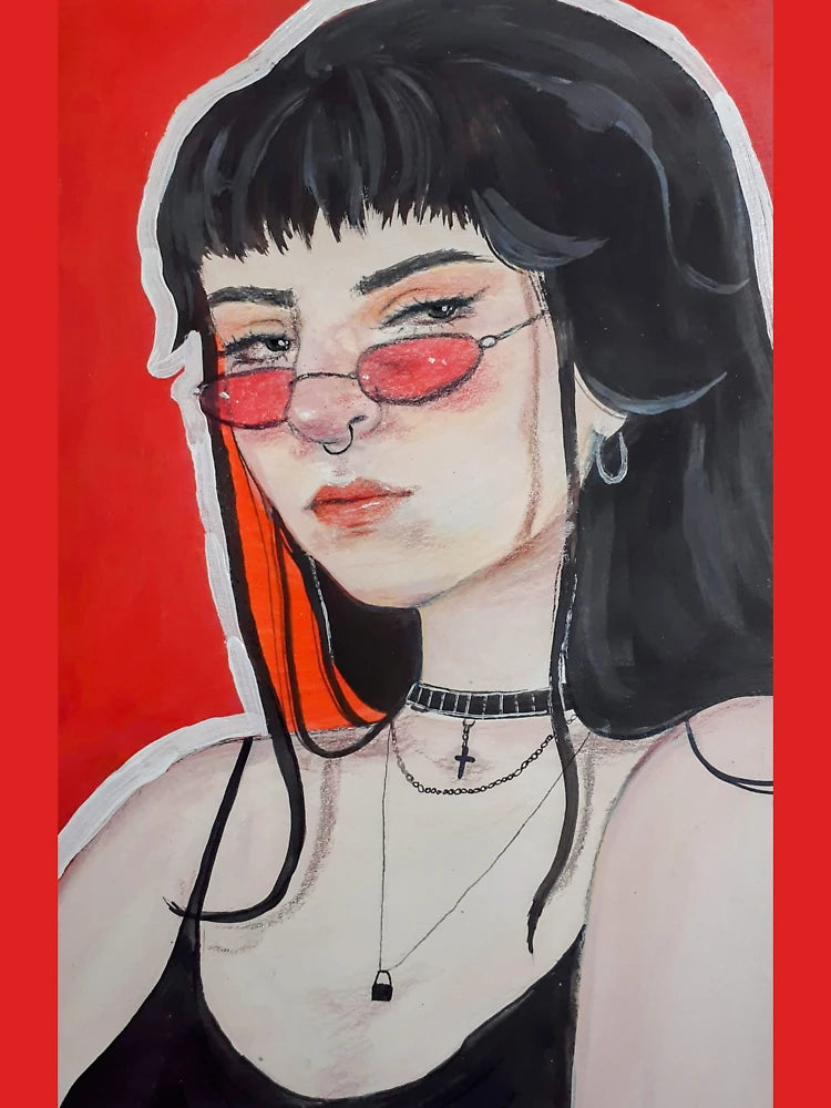 Red Glasses Girl Classic T-Shirt