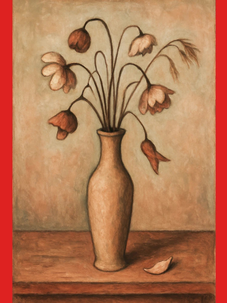 Withered Flowers in Vase Still Life Symbolic Painting Classic T-Shirt