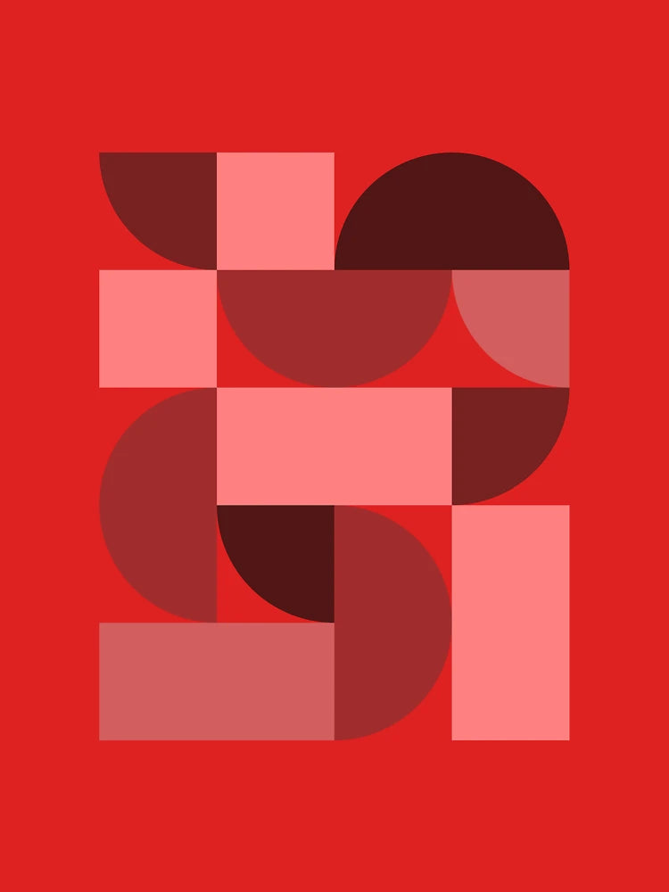 Abstract Geometric Harmony in Red Tones Classic T-Shirt