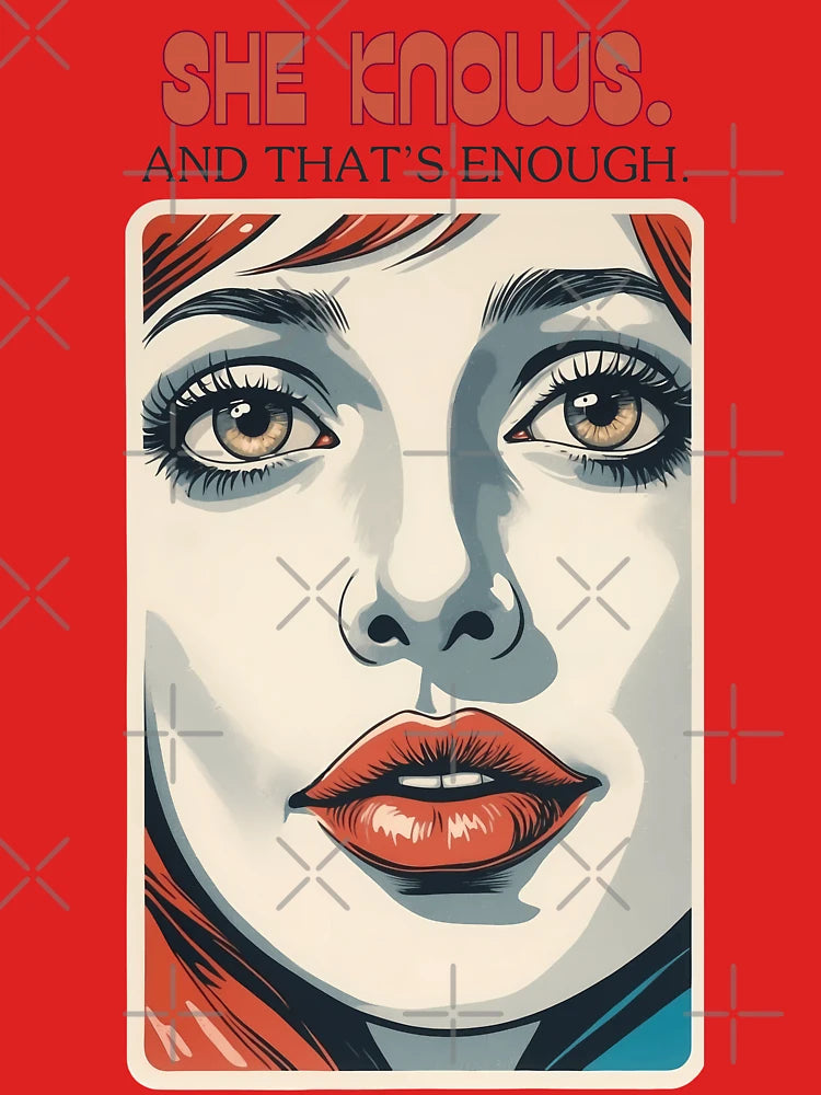 Striking portrait of a woman with red hair and bold makeup showcasing captivating eyes and lips Classic T-Shirt