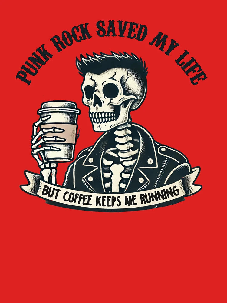 Punk Skeleton Coffee Art – Rockabilly Classic T-Shirt