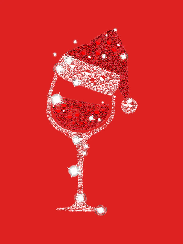 Red Wine Glass Christmas Funny Santa Hat Xmas Classic T-Shirt