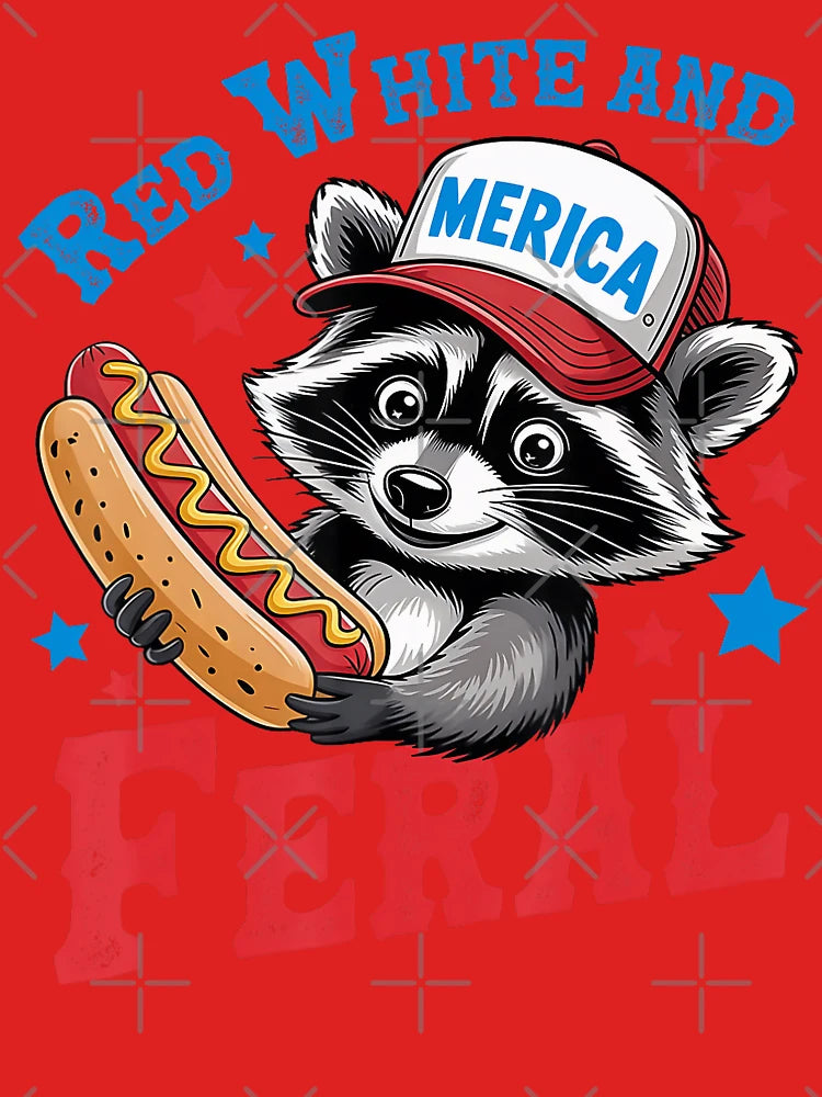 Funny Raccoon 4Th Of July Patriotic Cute Red White And Feral Classic T-Shirt