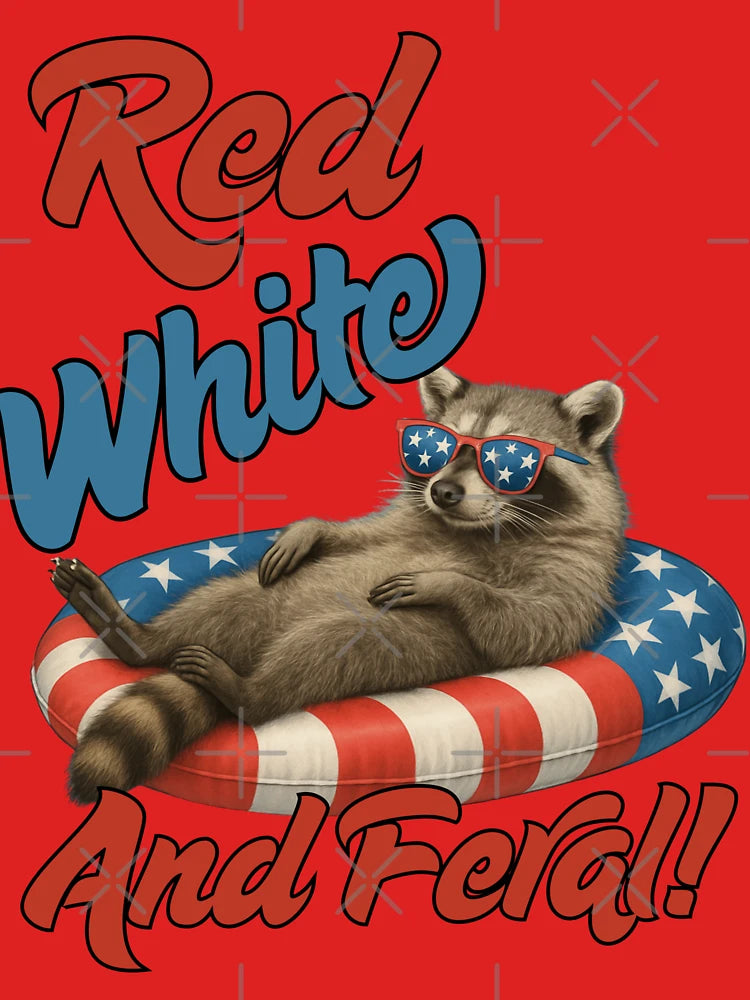 Red white and feral racoon Classic T-Shirt