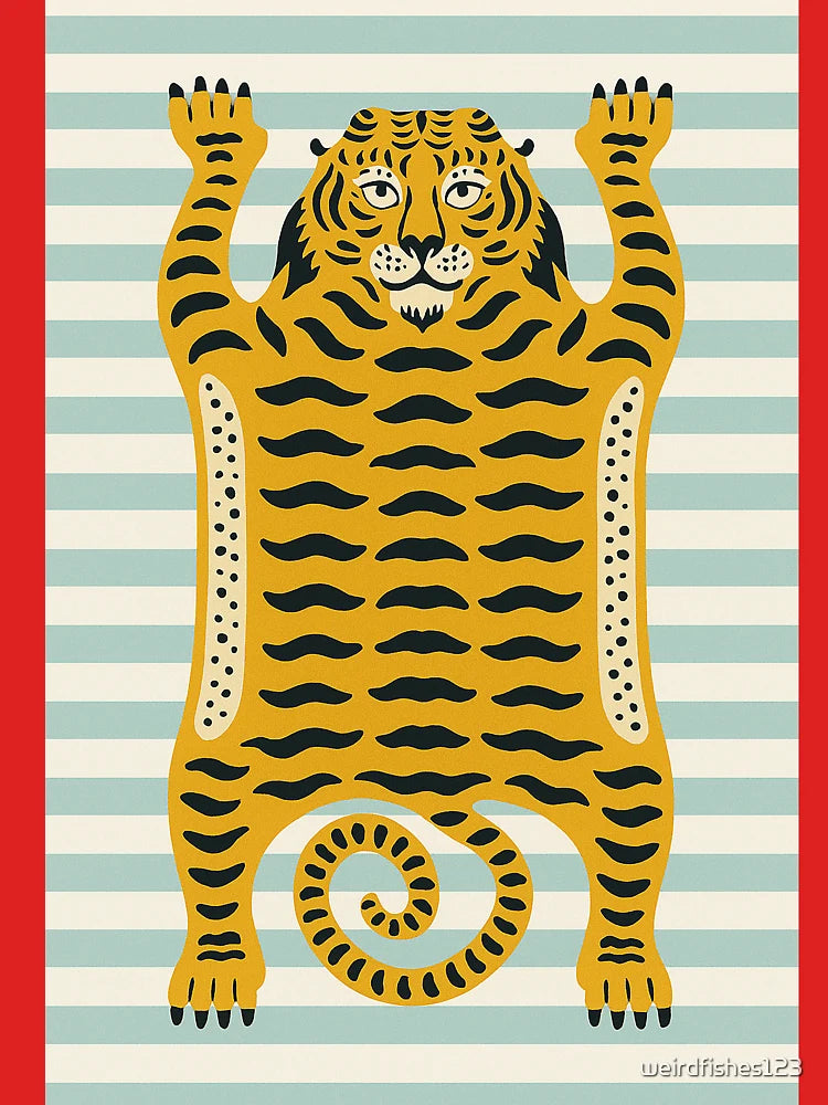 Playful Tiger Rug-Inspired Striped Art Classic T-Shirt