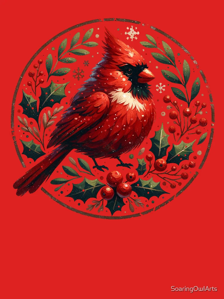 Rustic Holiday Northern Red Cardinal Bird Classic T-Shirt