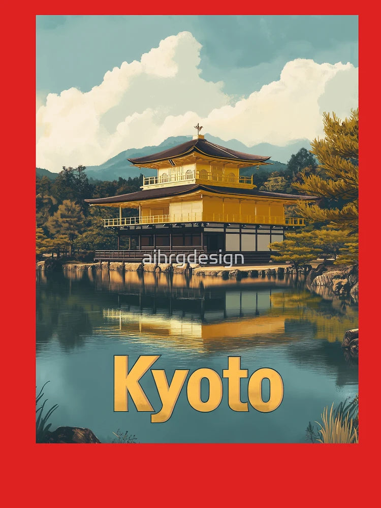 Explore the enchanting allure of Kyoto, where the iconic golden pavilion stands gracefully beside serene waters, surrounded by lush greenery Classic T-Shirt