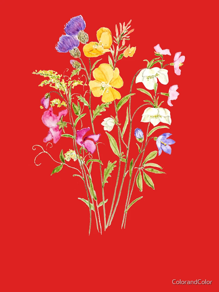 hand painted pink yellow white and purple wildflower 2020 Classic T-Shirt