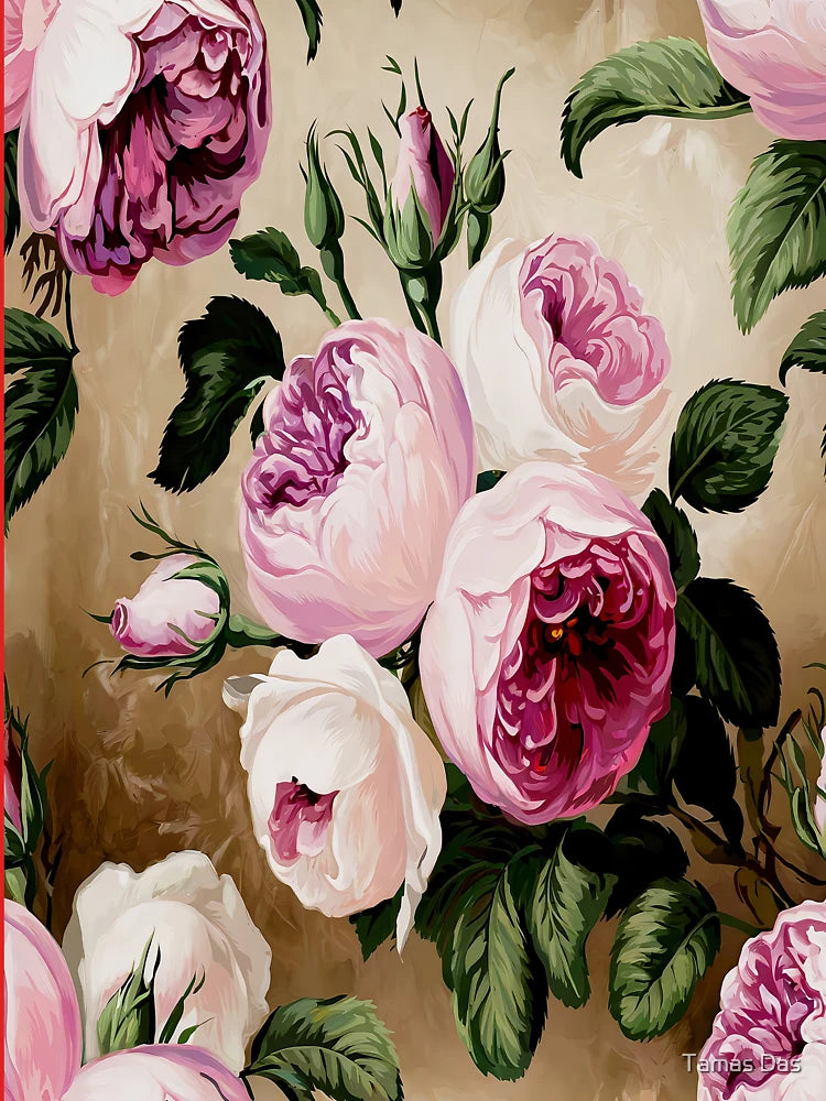 Pink & Purple Roses in Rococo Style Classic T-Shirt