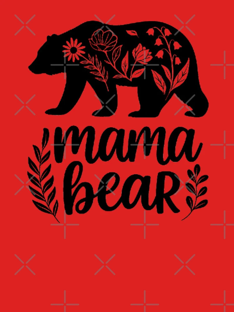 Mama Bear Floral Silhouette | Nature-Inspired Black & White Design Classic T-Shirt