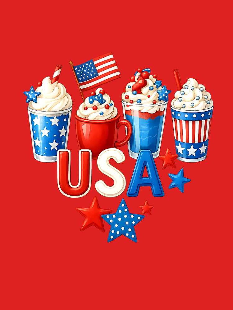4th Of July Latte Mug For Patriotic Women White Red And Blue Classic T-Shirt