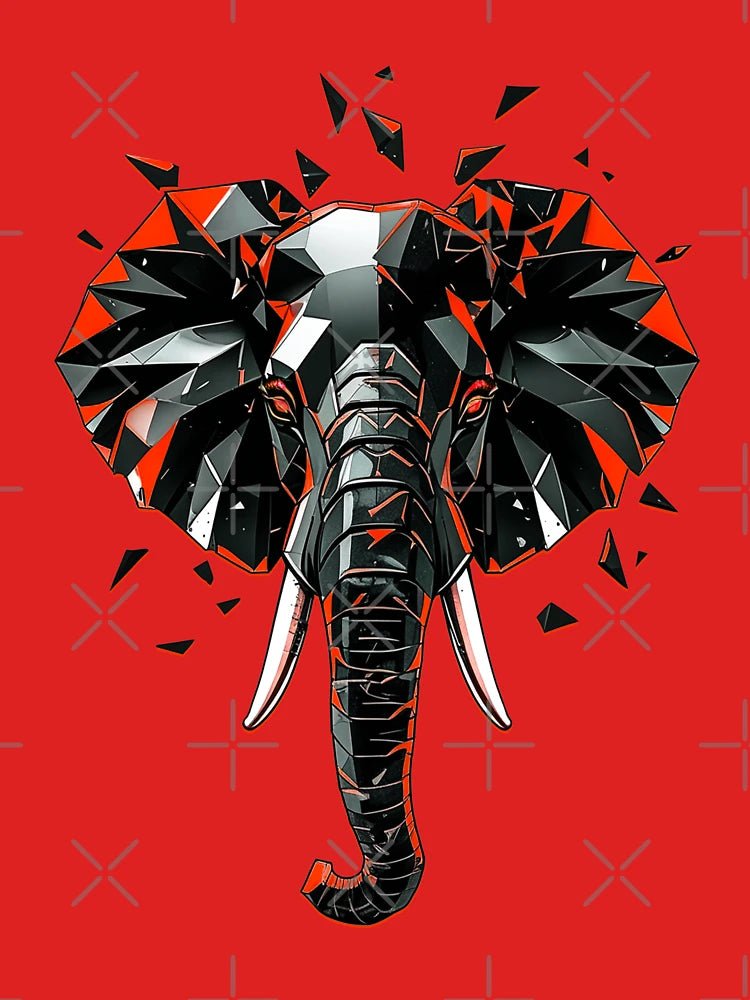 Elephant Abstract Art - Red Classic T-Shirt