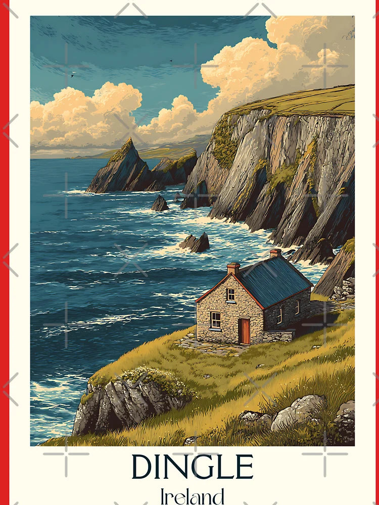 Dingle Coast Poster – Seaside Cottage & Atlantic Waves Classic T-Shirt