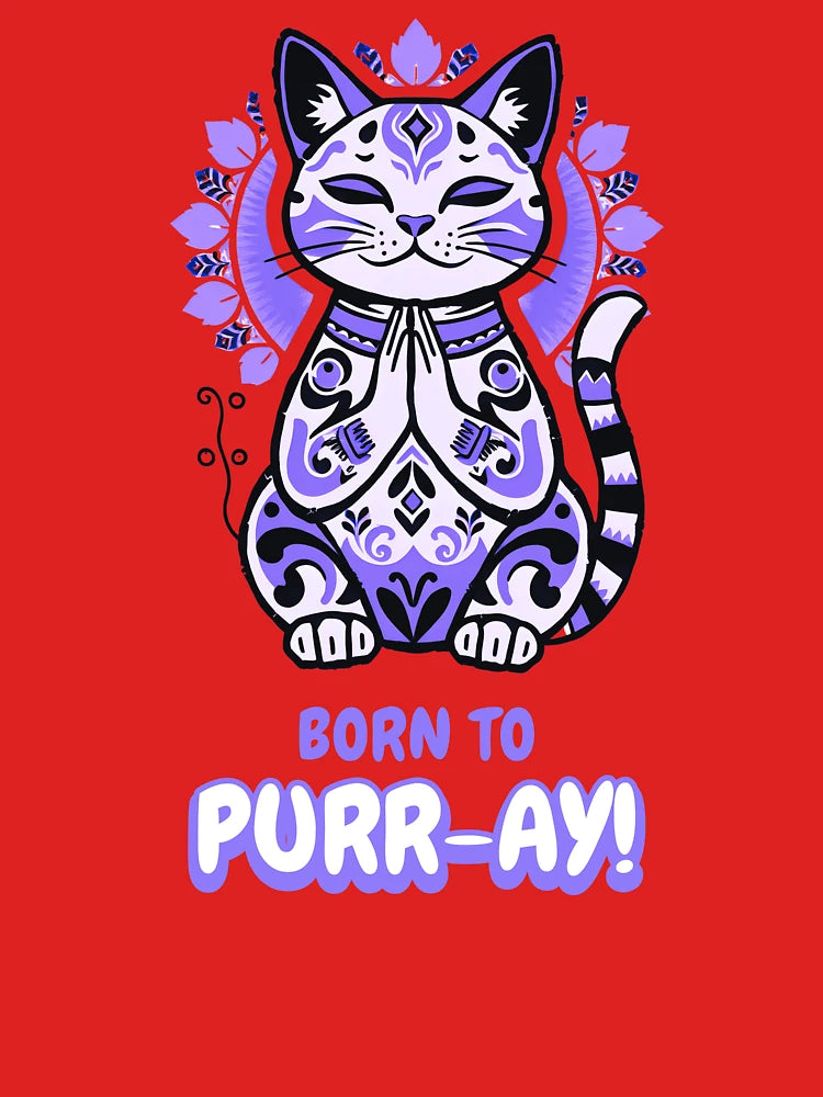 Born to Purr-ay! – Purple Cat Prayer Design Classic T-Shirt