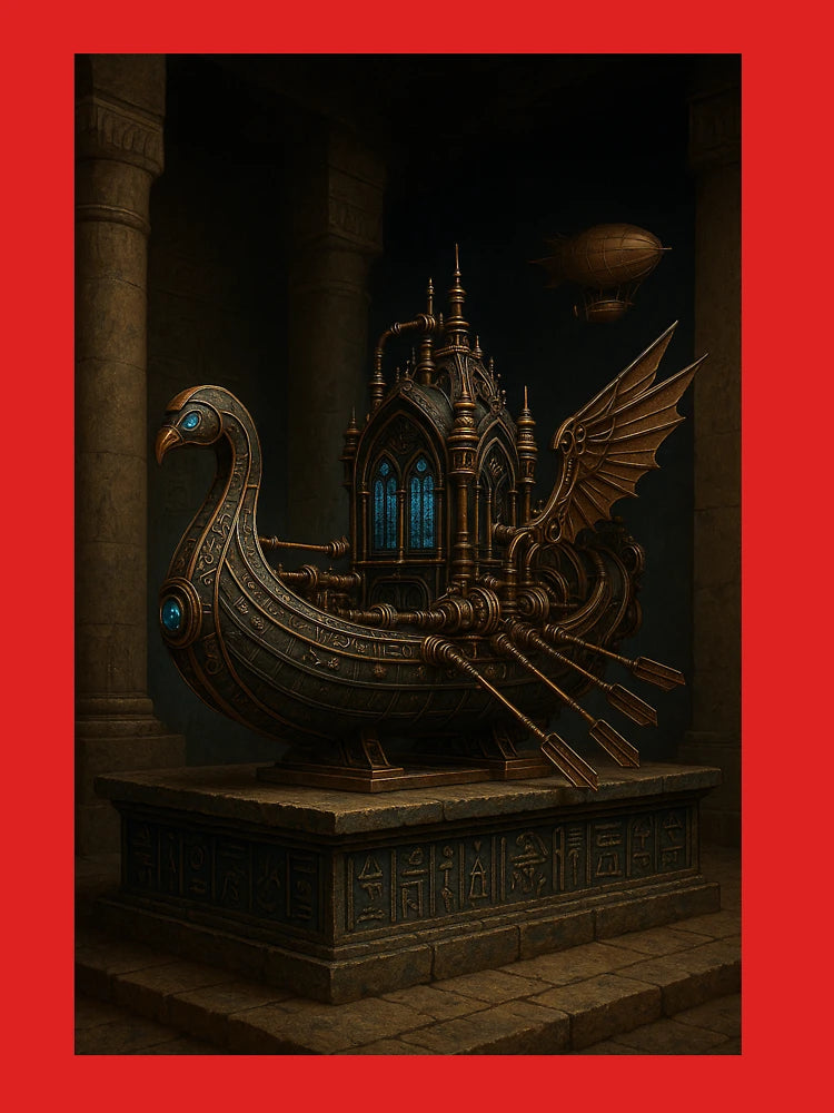 Sacred Boat of Hathor in Gothic Steampunk Style Classic T-Shirt