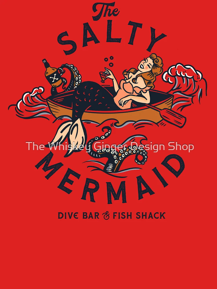 "The Salty Mermaid Dive Bar & Fish Shack" Cool Retro Mermaid Travel Design Classic T-Shirt