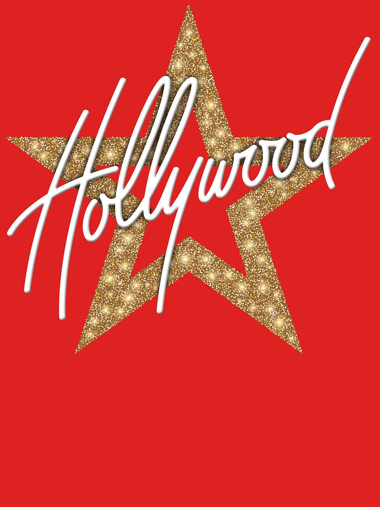 Hollywood White Hand Script With Star Classic T-Shirt