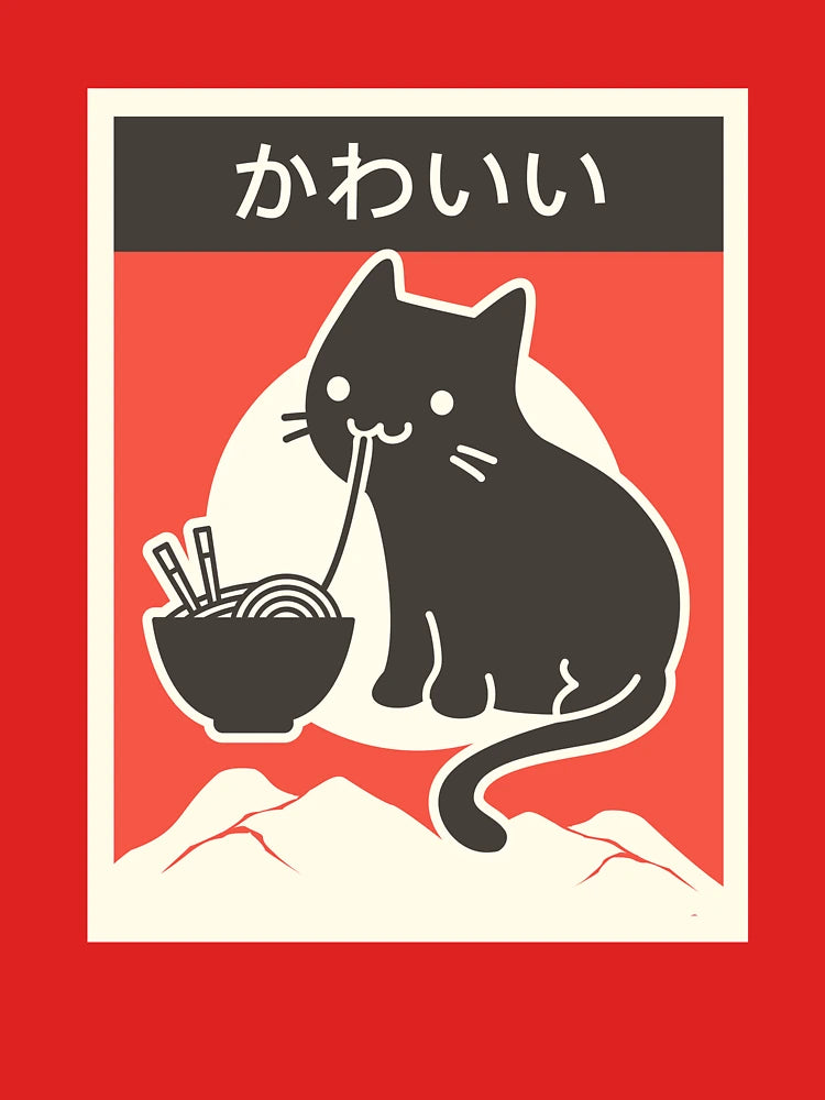"Kawaii" Vintage Style Japenese Ramen Cat Classic T-Shirt