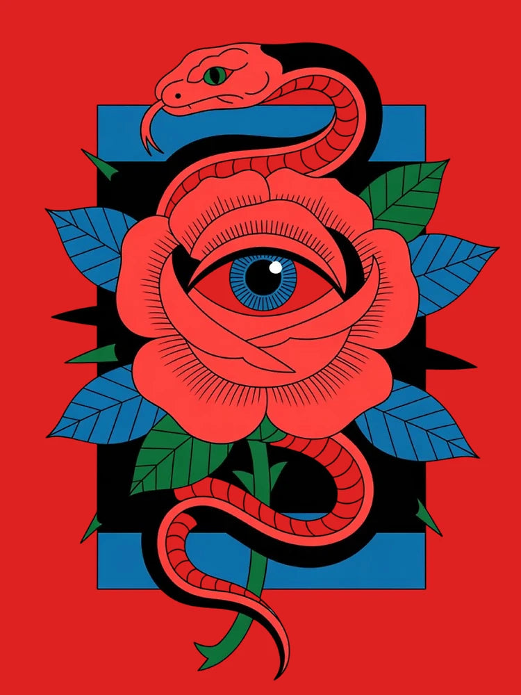 Snake and red rose  Classic T-Shirt