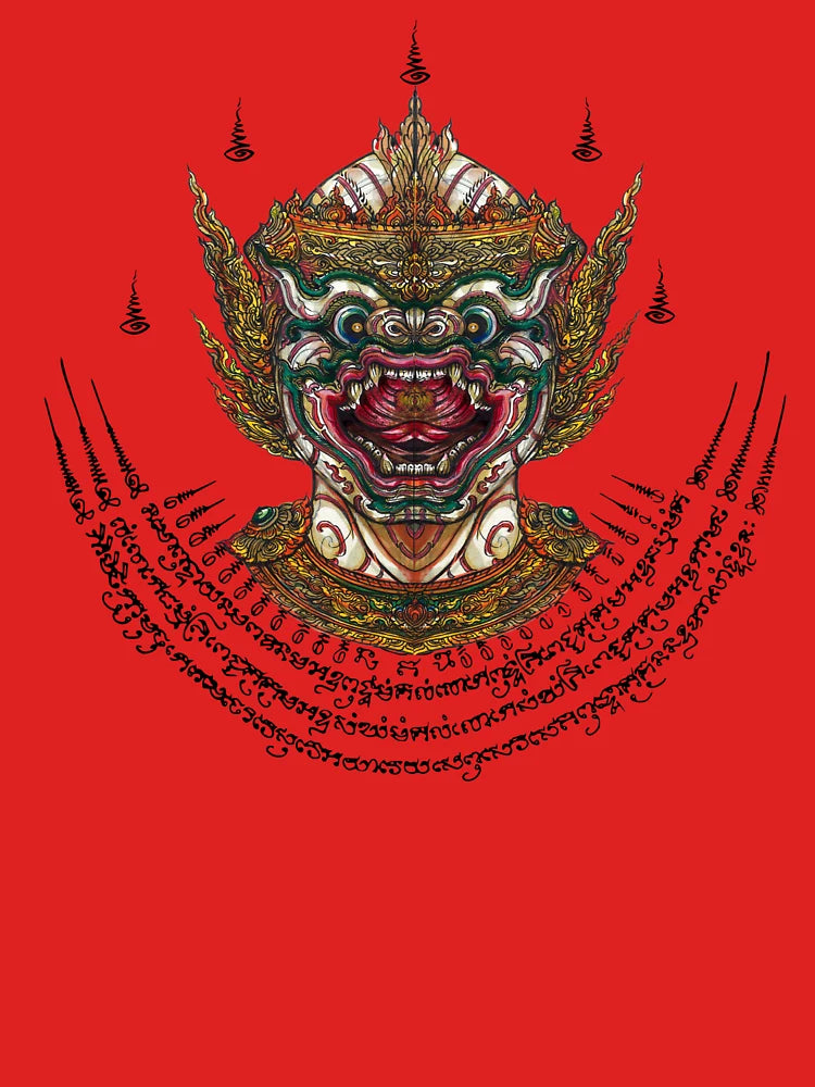 Hanuman Mask with Sacred Yantra – Thai Mythical Warrior Art Classic T-Shirt