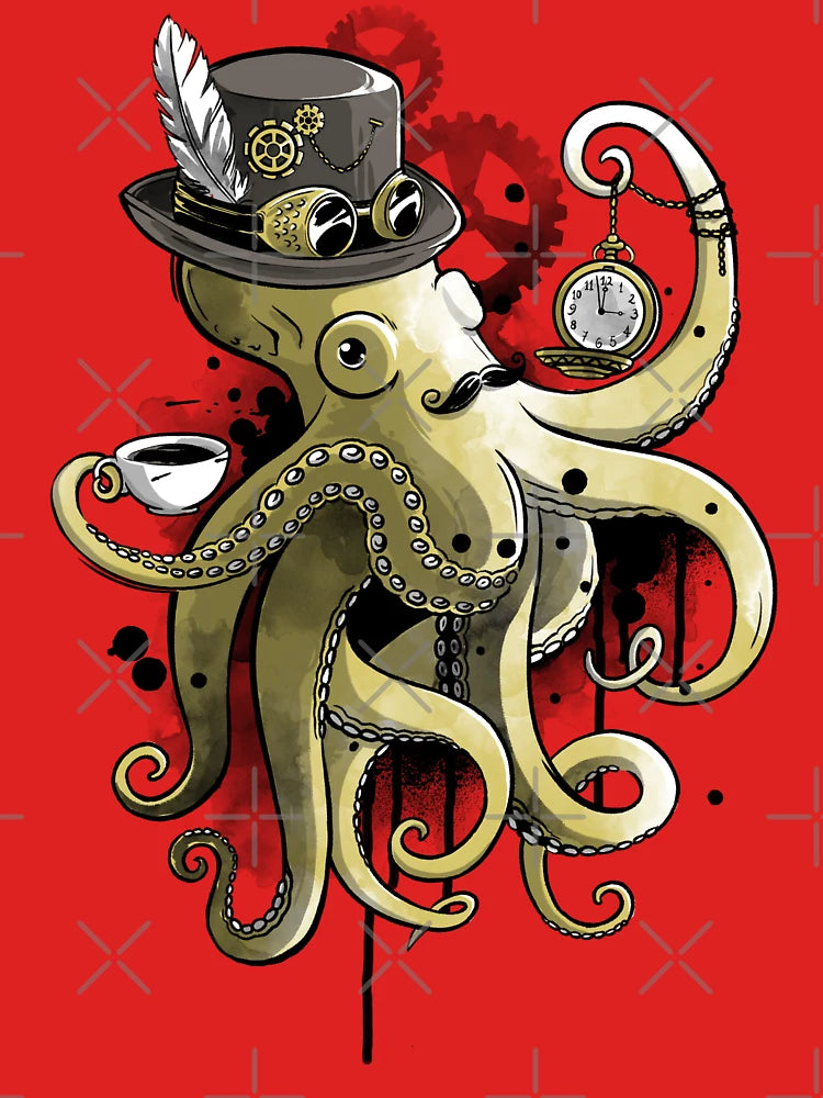 Steampunk octopus gold watercolor Classic T-Shirt
