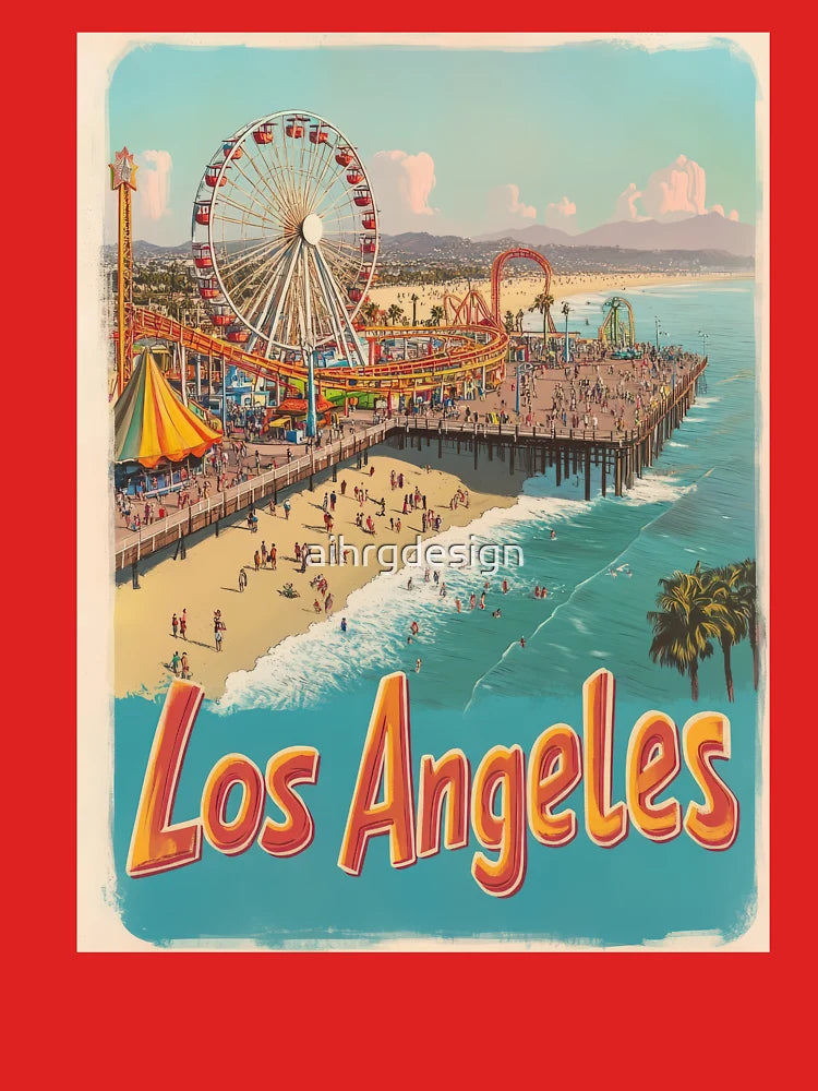Discover the lively atmosphere of Los Angeles where sun-soaked beaches meet thrilling amusement rides. Visitors enjoy the colorful pier Classic T-Shirt
