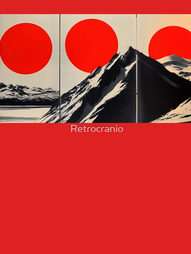 Abstract Mountain Landscape with Triple Red Suns Classic T-Shirt