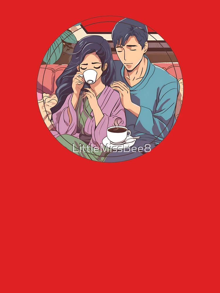 Cute Couple Coffee Lovers, Romantic Anime Classic T-Shirt