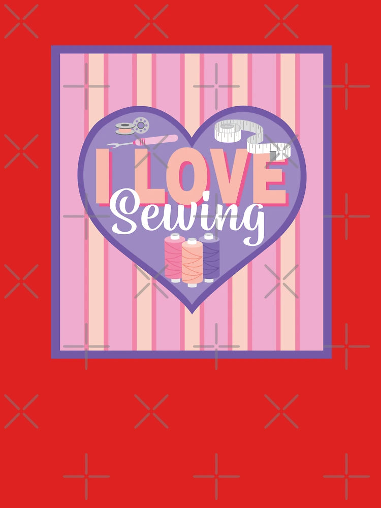 Fabric Panels I Love Sewing - PURPLE AND PEACH Classic T-Shirt