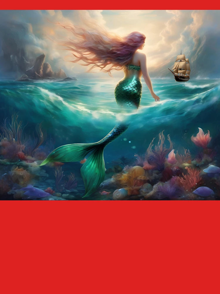 Queen Mermaid watches a distant Ship Classic T-Shirt