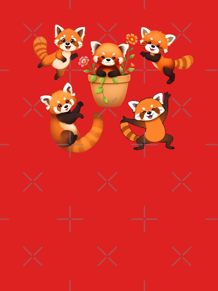 Playful Red Panda Characters Set Classic T-Shirt