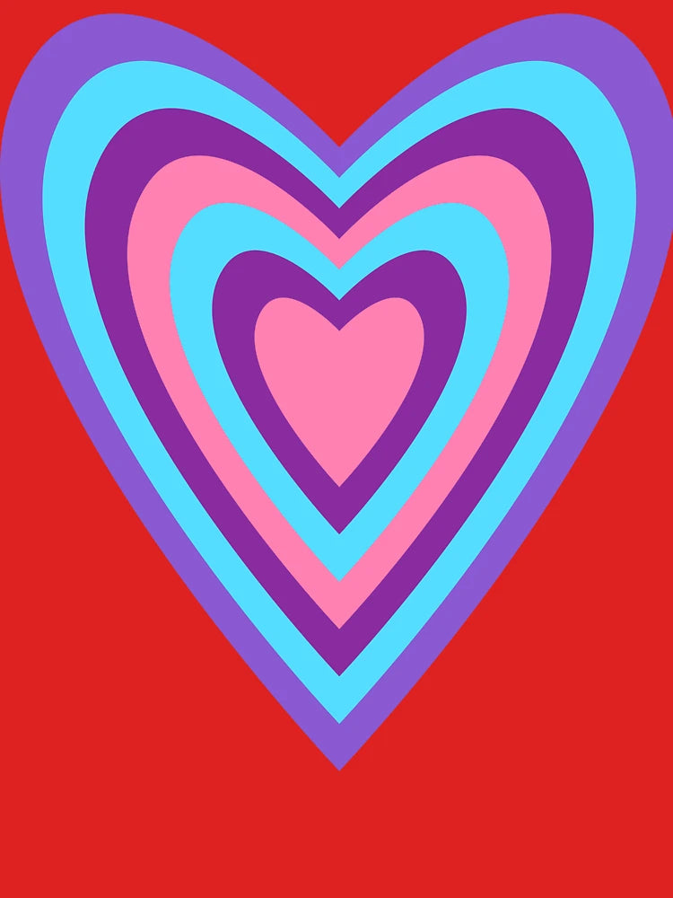 Groovy Blue Purple Pink Heart - Retro Love Pattern Classic T-Shirt