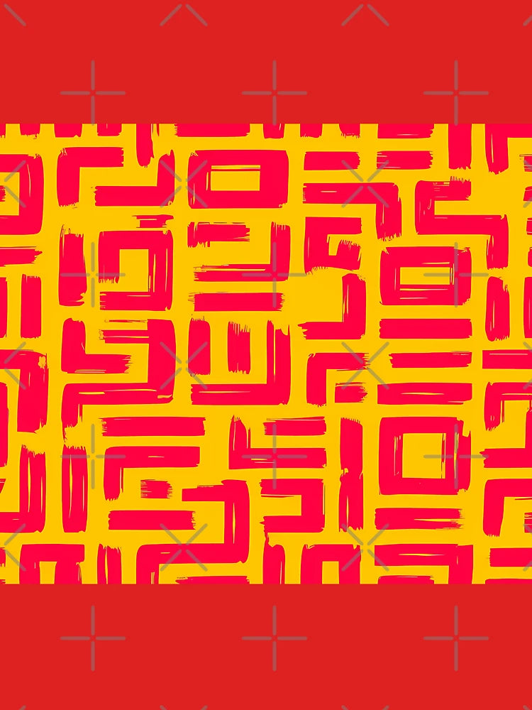 Vibrant Orange Red Maze Pattern Classic T-Shirt