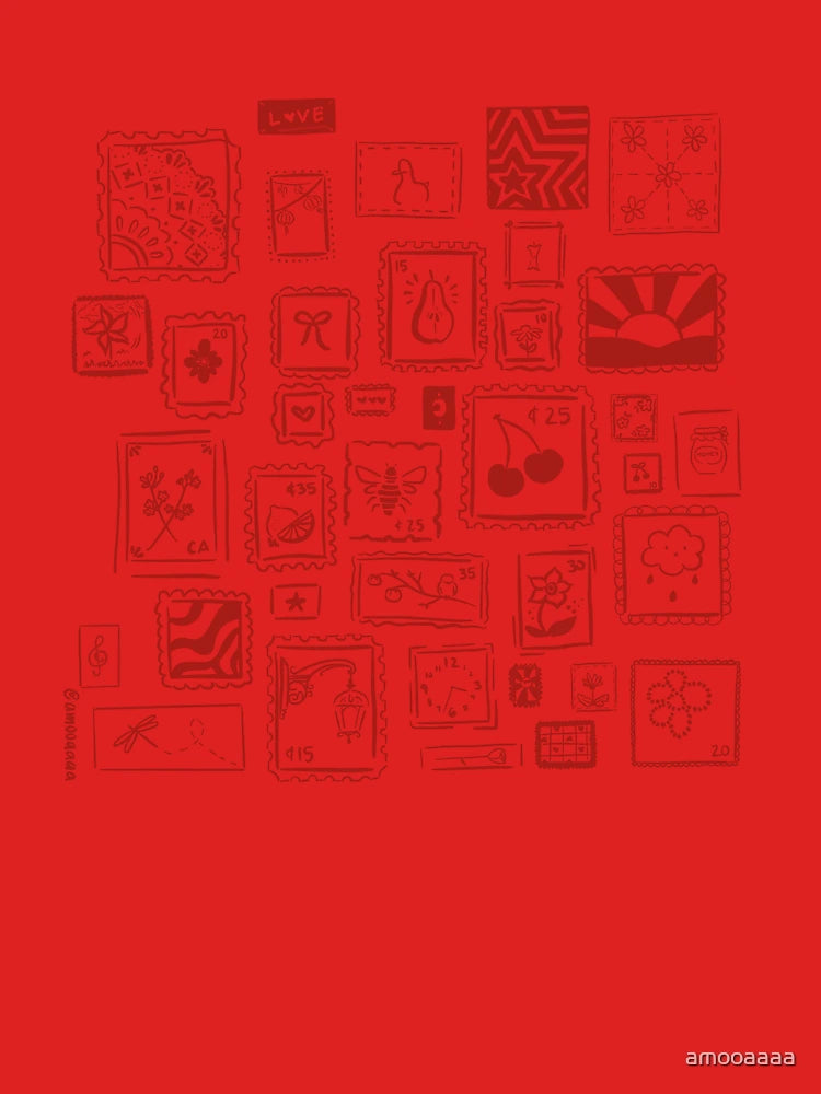 Aesthetic Red Stamps and Stickers Doodle Classic T-Shirt