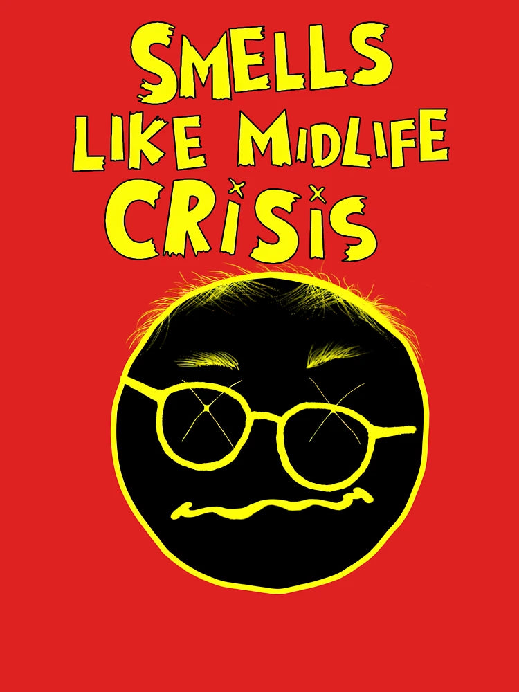 Smells Like Midlife Crisis – 90's Grunge-Inspired Aging Rocker Parody Classic T-Shirt