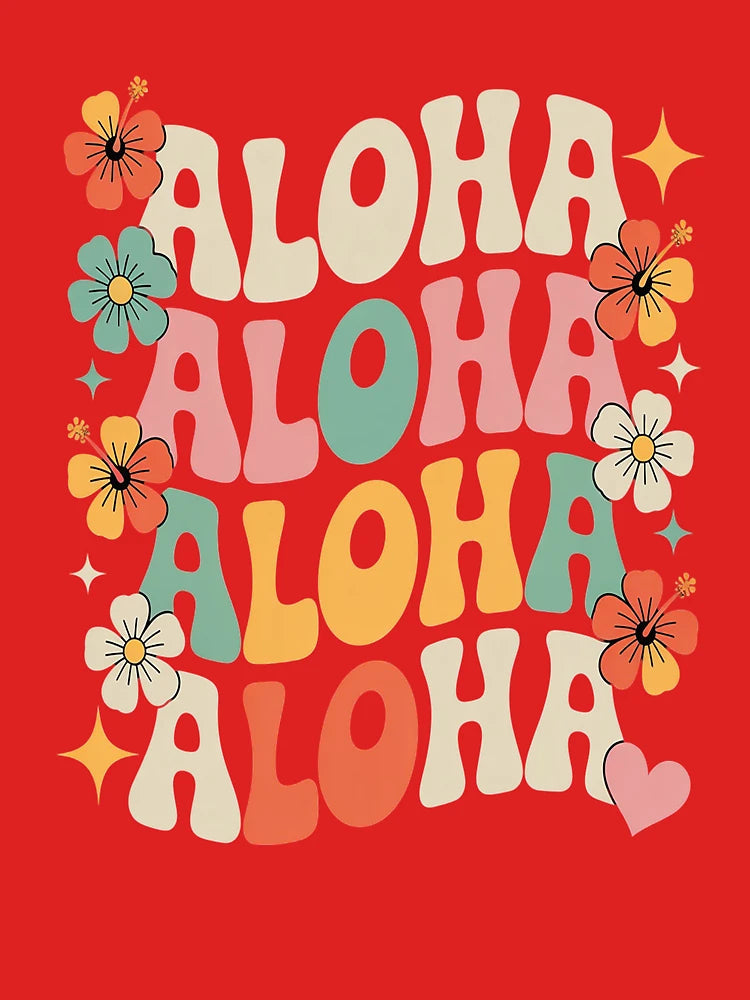 Aloha Women Hawaii Family Vacation Trip Girls Summer Groovy Classic T-Shirt
