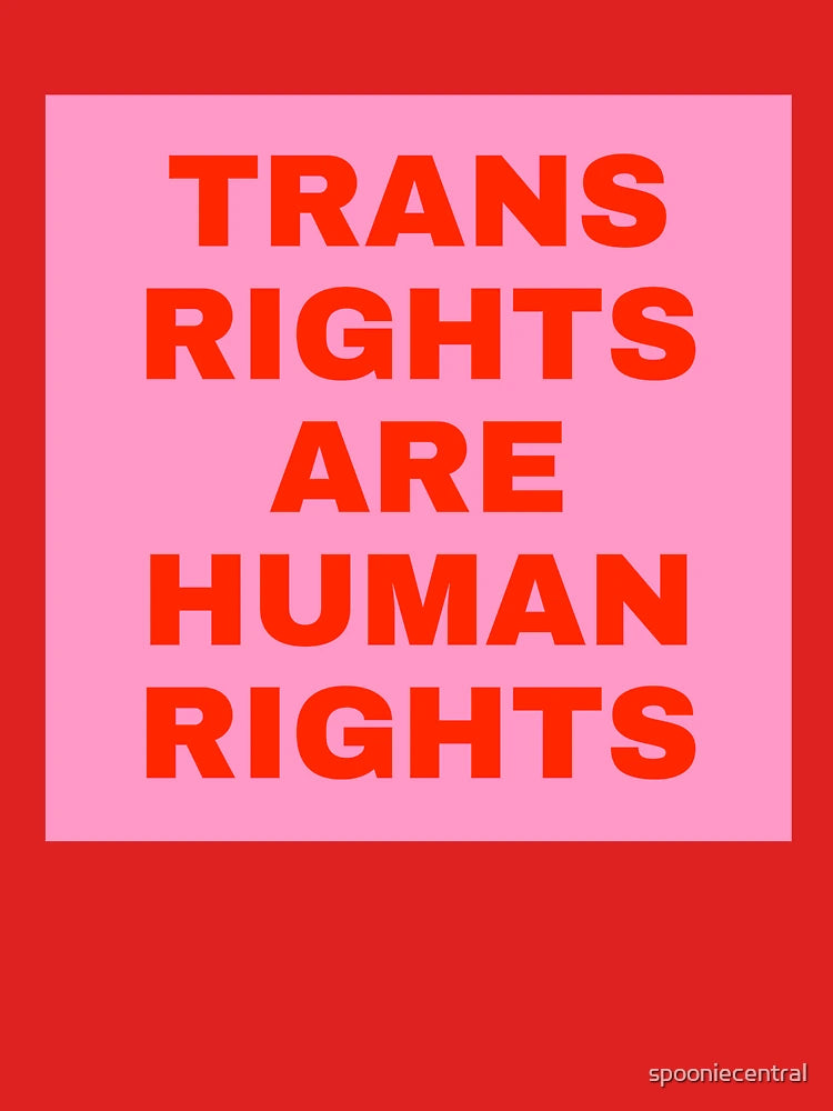 Trans Rights are Human Rights Bold Red Text on Pink Background Classic T-Shirt
