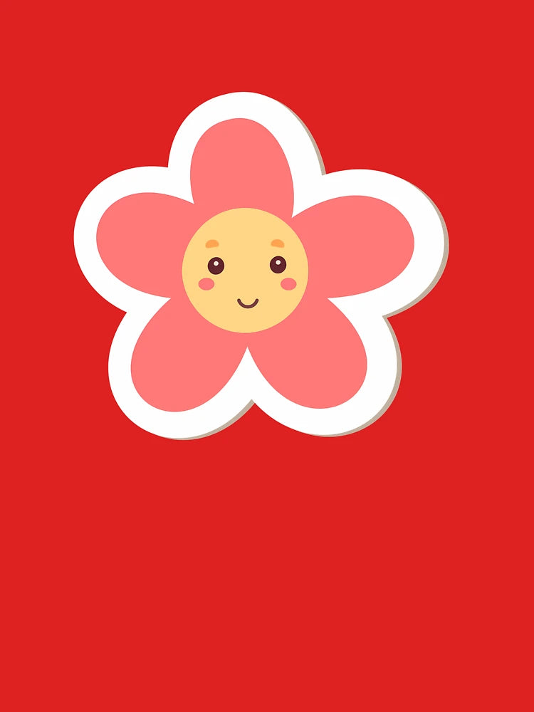 Light Red Smiling Daisy Sticker | Cute Floral Sticker for Laptop, Water Bottle & Phone Case Classic T-Shirt