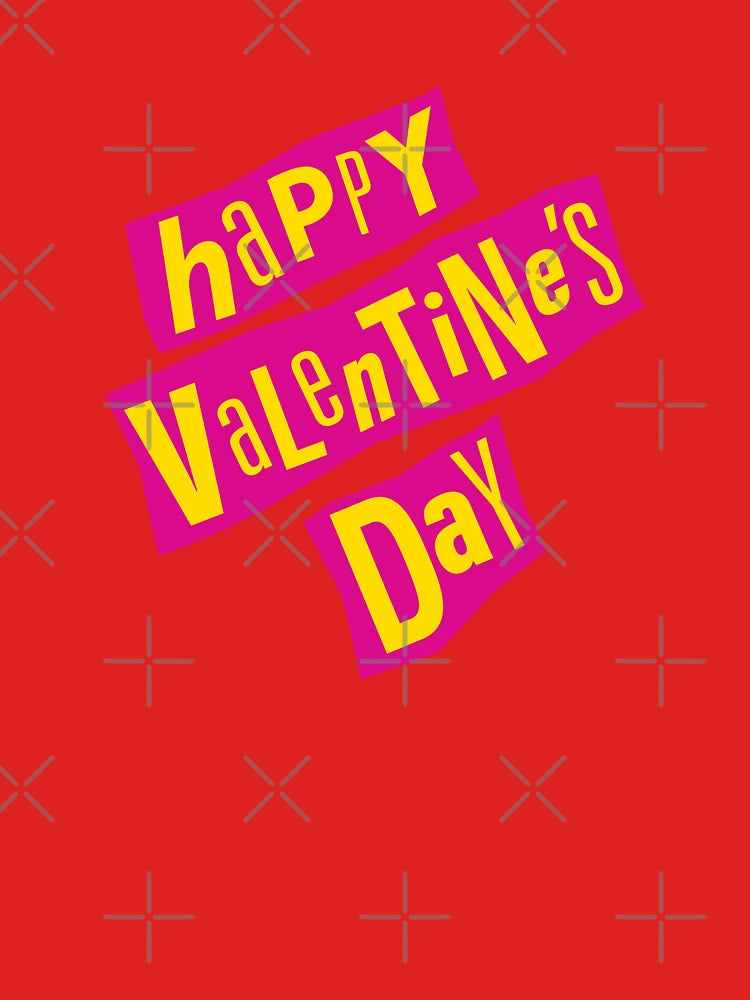Punk Happy Valentine's Day – Bold Yellow Letters on Cutout Bright Pink Classic T-Shirt